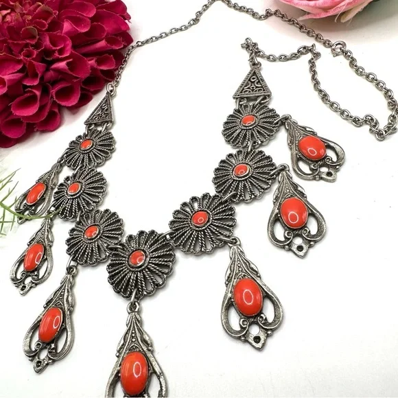 VINTAGE⚜️SOUVENIR DU MAROC Enameled Baroque Necklace - Picture 5 of 7